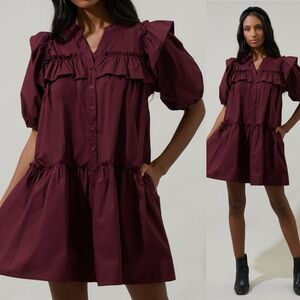 SugarLips Payson Poplin Ruffle Mini
Dress maroon Merlot size Medium EUC